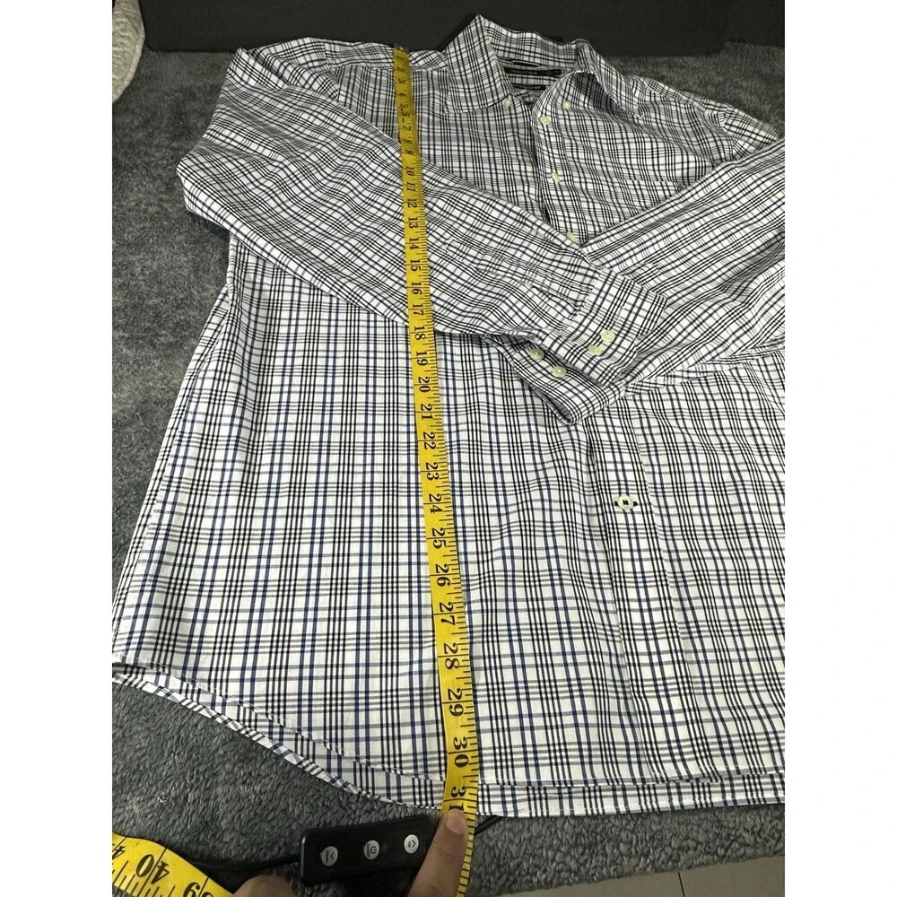 Nautica Men's XL Long Sleeve Button Up Plaid Shirt - Wrinkle Resistant
